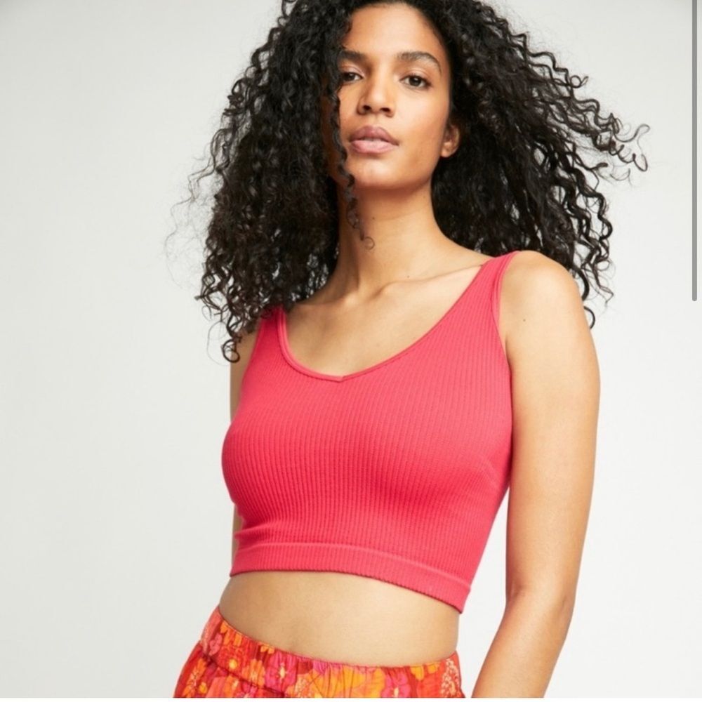 Free People Solid Rib Brami tank in Cherry Medium